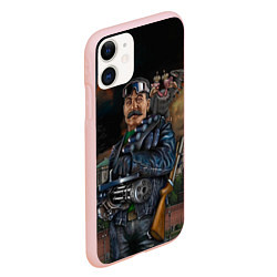 Чехол iPhone 11 матовый Сталин военный, цвет: 3D-светло-розовый — фото 2