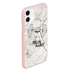 Чехол iPhone 11 матовый Train hard, цвет: 3D-светло-розовый — фото 2