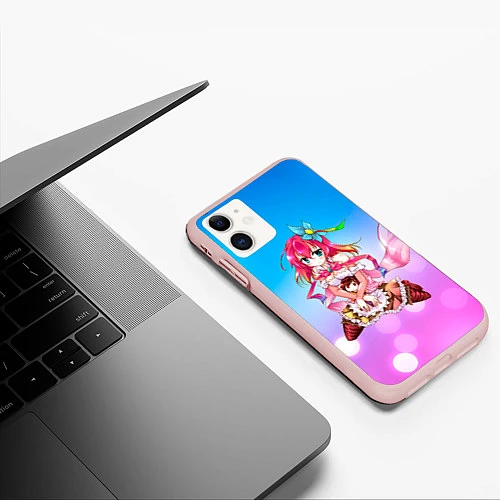 Чехол iPhone 11 матовый No Game No Life / 3D-Светло-розовый – фото 3