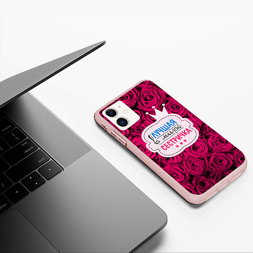 Чехол iPhone 11 матовый Сестричке / 3D-Светло-розовый – фото 3