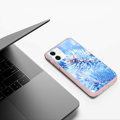 Чехол iPhone 11 матовый Снежные иголки / 3D-Светло-розовый – фото 3