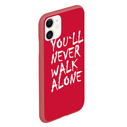 Чехол iPhone 11 матовый You'll never walk alone цвета 3D-красный — фото 2