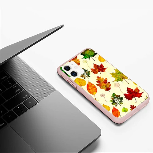 Чехол iPhone 11 матовый Осень / 3D-Светло-розовый – фото 3