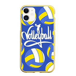 Чехол iPhone 11 матовый Волейбол 6 цвета 3D-желтый — фото 1