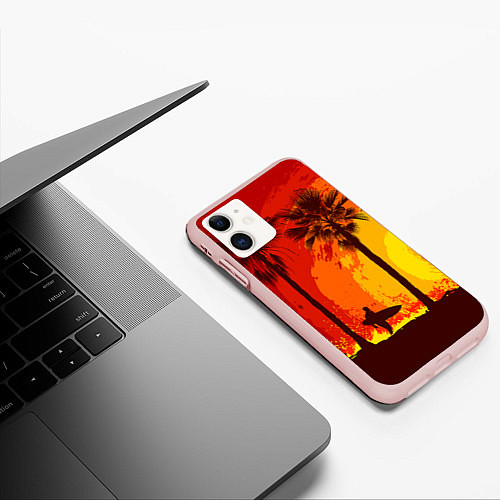 Чехол iPhone 11 матовый Summer Surf / 3D-Светло-розовый – фото 3