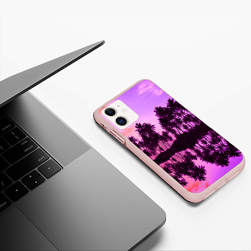 Чехол iPhone 11 матовый Hawaii dream / 3D-Светло-розовый – фото 3
