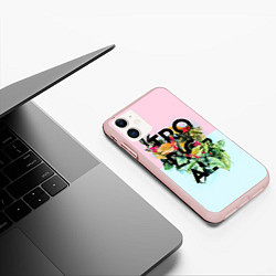 Чехол iPhone 11 матовый Tropical Art, цвет: 3D-светло-розовый — фото 2