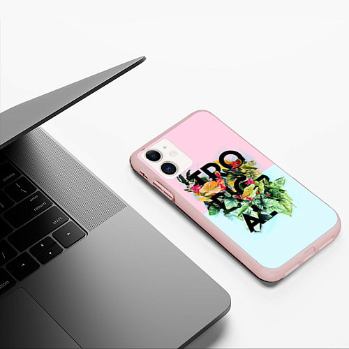 Чехол iPhone 11 матовый Tropical Art / 3D-Светло-розовый – фото 3