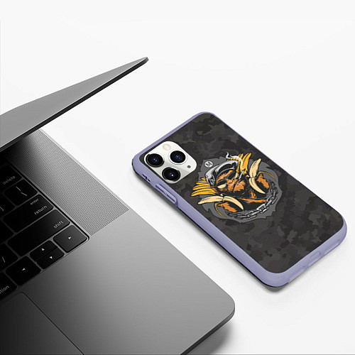 Чехол iPhone 11 Pro матовый Камуфляжная обезьяна / 3D-Светло-сиреневый – фото 3