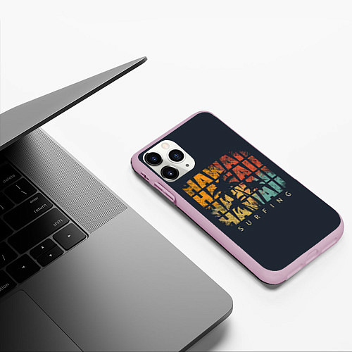 Чехол iPhone 11 Pro матовый Hawaii Surfing / 3D-Розовый – фото 3