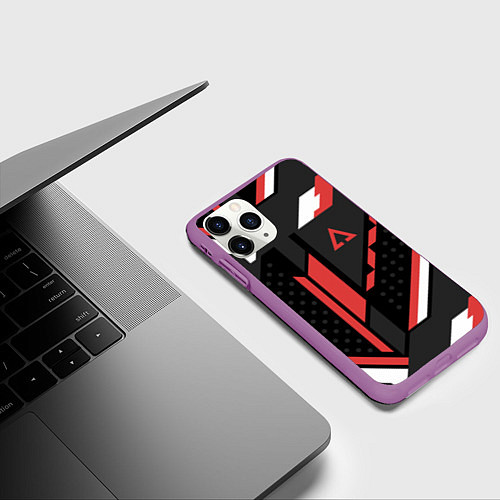 Чехол iPhone 11 Pro матовый CS:GO Cyrex Pattern / 3D-Фиолетовый – фото 3