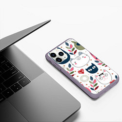 Чехол iPhone 11 Pro матовый Funny cats, цвет: 3D-серый — фото 2