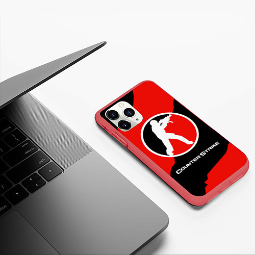 Чехол iPhone 11 Pro матовый CS:GO Red Style / 3D-Красный – фото 3