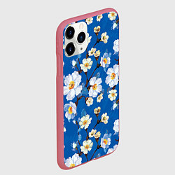 Чехол iPhone 11 Pro матовый Цветы ретро 5, цвет: 3D-малиновый — фото 2