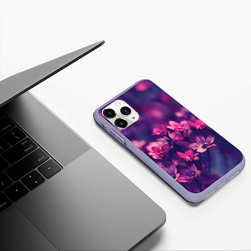 Чехол iPhone 11 Pro матовый Цветы / 3D-Светло-сиреневый – фото 3