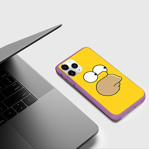 Чехол iPhone 11 Pro матовый Лицо Гомера / 3D-Фиолетовый – фото 3
