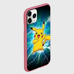 Чехол iPhone 11 Pro матовый Искрящийся Пикачу, цвет: 3D-малиновый — фото 2