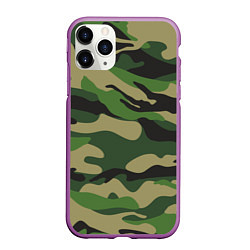 Чехол iPhone 11 Pro матовый Камуфляж: хаки/зеленый, цвет: 3D-фиолетовый