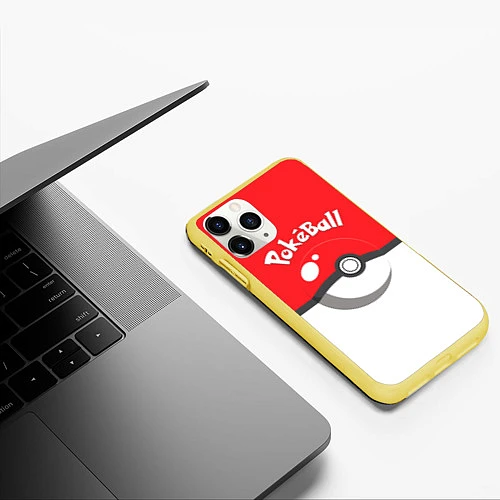 Чехол iPhone 11 Pro матовый Покеболл / 3D-Желтый – фото 3
