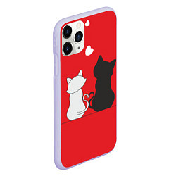 Чехол iPhone 11 Pro матовый Cat Love, цвет: 3D-светло-сиреневый — фото 2