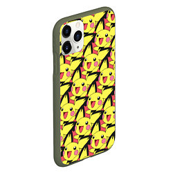 Чехол iPhone 11 Pro матовый Pikachu, цвет: 3D-темно-зеленый — фото 2