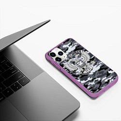 Чехол iPhone 11 Pro матовый Городской камуфляж Россия, цвет: 3D-фиолетовый — фото 2