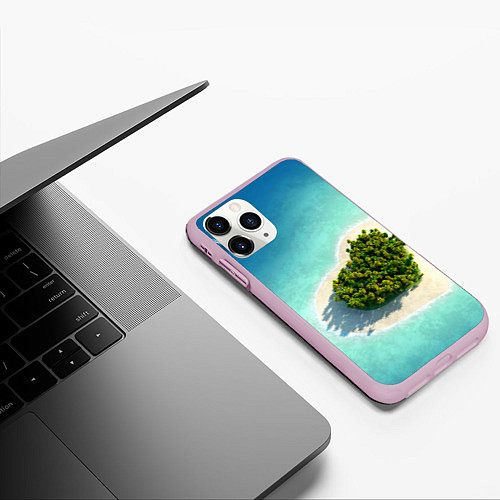 Чехол iPhone 11 Pro матовый Остров / 3D-Розовый – фото 3