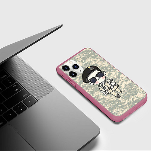 Чехол iPhone 11 Pro матовый Song Joong Ki: Camo / 3D-Малиновый – фото 3