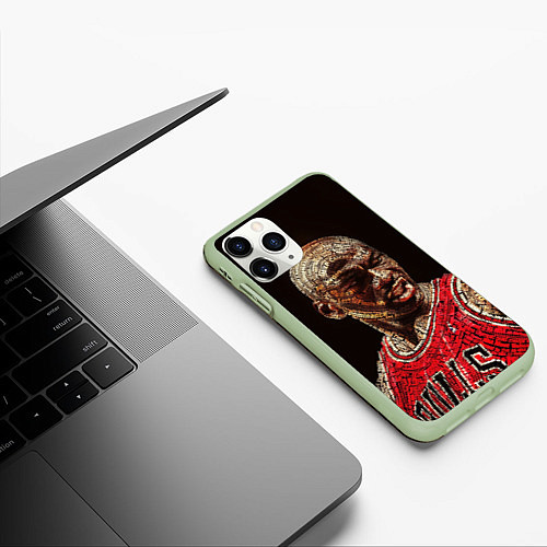 Чехол iPhone 11 Pro матовый Michael Jordan / 3D-Салатовый – фото 3