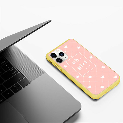 Чехол iPhone 11 Pro матовый Oh, girl / 3D-Желтый – фото 3