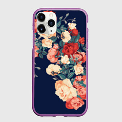 Чехол iPhone 11 Pro матовый Fashion flowers, цвет: 3D-фиолетовый