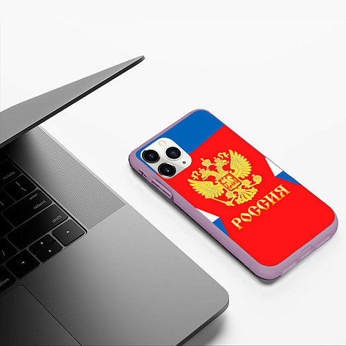 Чехол iPhone 11 Pro матовый Сборная РФ: #91 TARASENKO / 3D-Сиреневый – фото 3