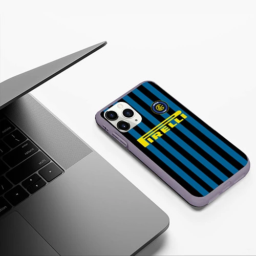 Чехол iPhone 11 Pro матовый Inter FC: Pirelli / 3D-Серый – фото 3