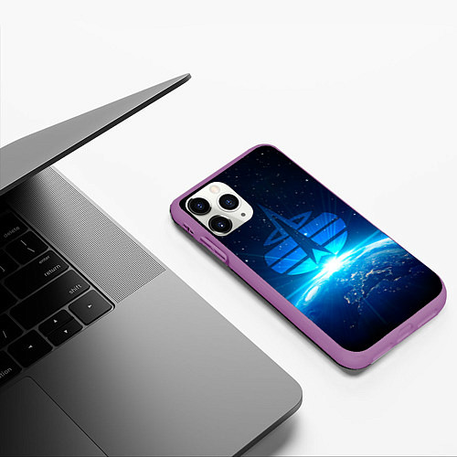 Чехол iPhone 11 Pro матовый Космические войска / 3D-Фиолетовый – фото 3