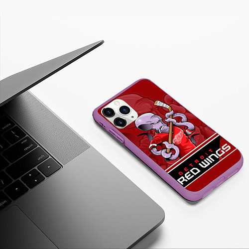 Чехол iPhone 11 Pro матовый Detroit Red Wings / 3D-Фиолетовый – фото 3