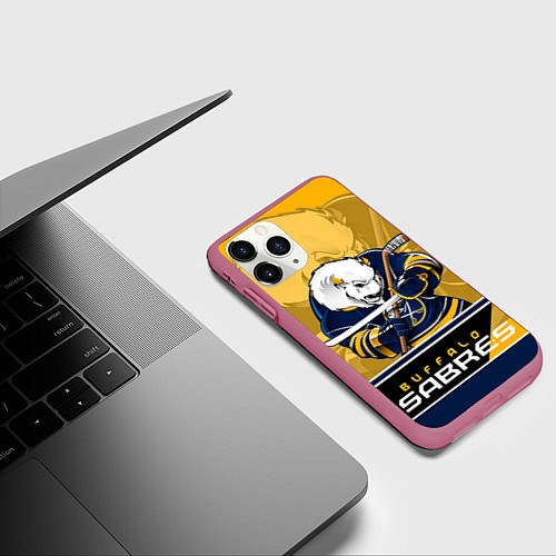 Чехол iPhone 11 Pro матовый Buffalo Sabres / 3D-Малиновый – фото 3