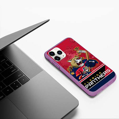 Чехол iPhone 11 Pro матовый Florida Panthers / 3D-Фиолетовый – фото 3