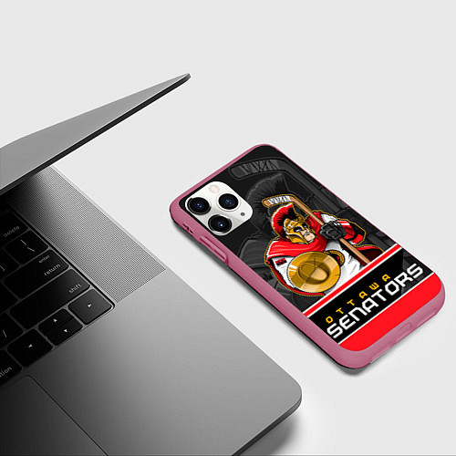 Чехол iPhone 11 Pro матовый Ottawa Senators / 3D-Малиновый – фото 3