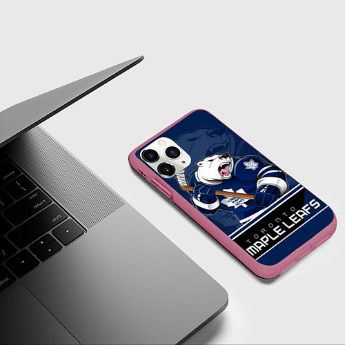 Чехол iPhone 11 Pro матовый Toronto Maple Leafs / 3D-Малиновый – фото 3