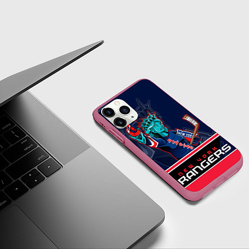 Чехол iPhone 11 Pro матовый New York Rangers / 3D-Малиновый – фото 3
