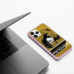 Чехол iPhone 11 Pro матовый Pittsburgh Penguins, цвет: 3D-розовый — фото 2