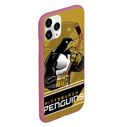 Чехол iPhone 11 Pro матовый Pittsburgh Penguins, цвет: 3D-малиновый — фото 2