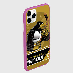 Чехол iPhone 11 Pro матовый Pittsburgh Penguins, цвет: 3D-фиолетовый — фото 2