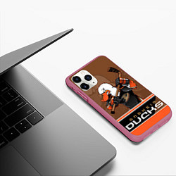 Чехол iPhone 11 Pro матовый Anaheim Ducks, цвет: 3D-малиновый — фото 2