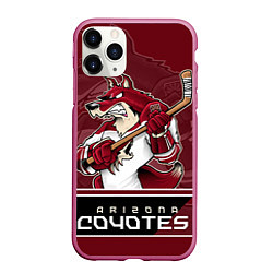 Чехол iPhone 11 Pro матовый Arizona Coyotes, цвет: 3D-малиновый