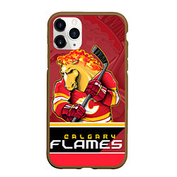 Чехол iPhone 11 Pro матовый Calgary Flames, цвет: 3D-коричневый
