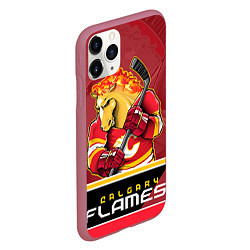 Чехол iPhone 11 Pro матовый Calgary Flames, цвет: 3D-малиновый — фото 2