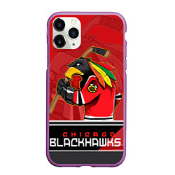 Чехол iPhone 11 Pro матовый Chicago Blackhawks, цвет: 3D-фиолетовый