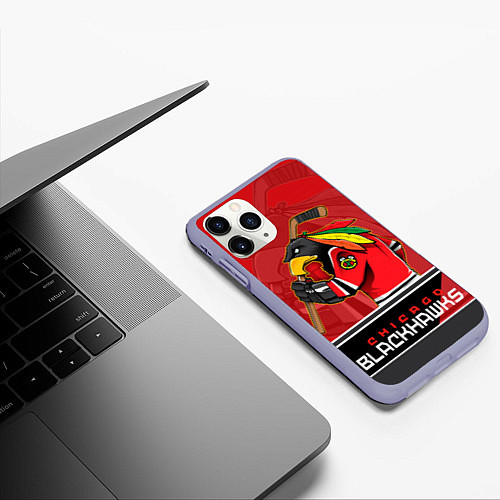 Чехол iPhone 11 Pro матовый Chicago Blackhawks / 3D-Светло-сиреневый – фото 3