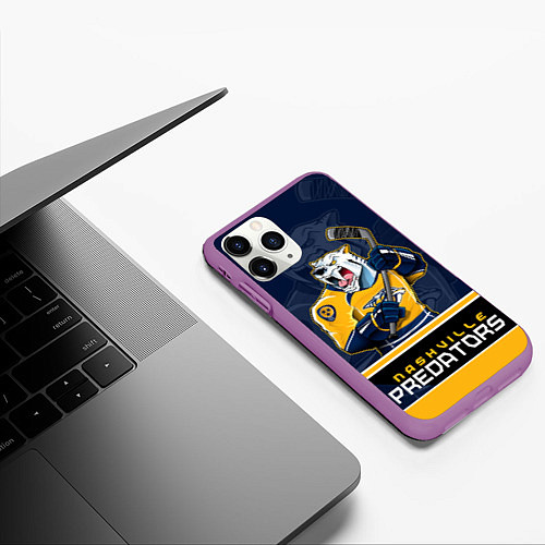 Чехол iPhone 11 Pro матовый Nashville Predators / 3D-Фиолетовый – фото 3